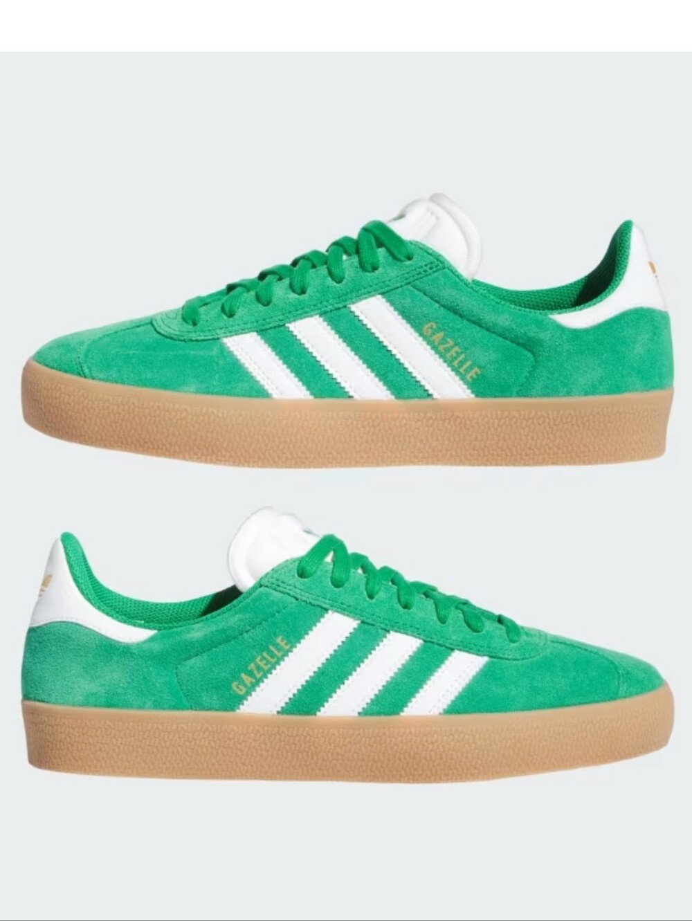 Adidas Originals Gazelle Suede Sneakers NEW! Green and White w/ Gum Sole. Unisex